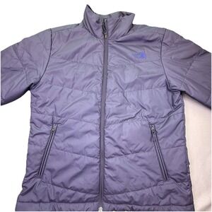 The North Face Men's Navy Puffer Jacket L Logo Zipper Full Zip Stand-Up Collar